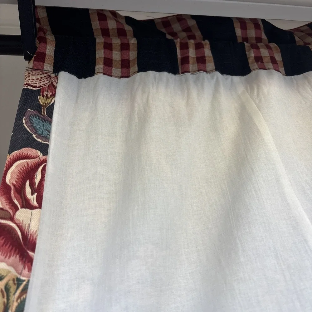 Custom Jay Yang Cotton Floral Fabric Curtain Panels (2) Modern Farmhouse 35x84